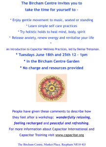 Poster for Capacitar Wellness Practices Workshop